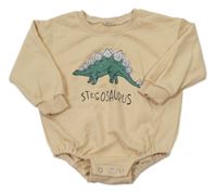 Béžové teplákové body s dinosaurem 