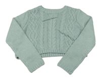 Světlemodrošedo-zlatý melírovaný crop svetr se vzorem a třpytkami cupcakes and cashmere