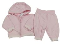 2Set - Světlerůžová propínací mikina s pruhy a kapucí + tepláky C&A
