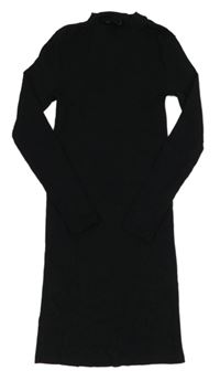 Černé žebrované šaty s rolákem New Look