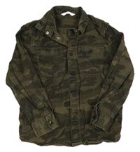 Khaki army riflová košilová bunda M&S