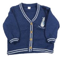 Tmavomodrý vzorovaný propínací svetr s králíčkem - Peter Rabbit a pruhy M&S