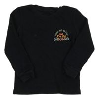 Černé žebrované mikinotriko s nápisy 