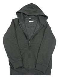 Tmavošedá melírovaná propínací mikina s kapucí Tu