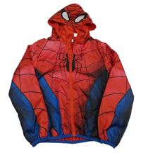 Červeno-safírová šusťáková jarní bunda s pavoukem a odepínací kapucí - Spider-man H&M