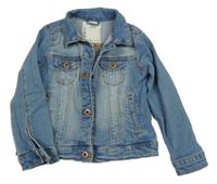 Světlemodrá tepláková riflová bunda s límečkem Vertbaudet