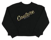 Černá crop mikina se zlatým nápisem a logem RIVER ISLAND