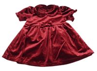 Vínové sametové šaty s mašlí a límečkem Matalan