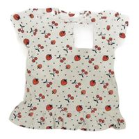 Nové - bílé tričko s jahůdkami a třešničkami a srdíčky a volánkem Topomini