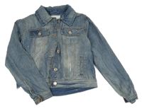 Modrá riflová crop bunda s prošoupáním a límečkem Next