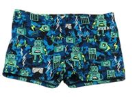 Modré army nohavičkové plavky s roboty NABAIJI