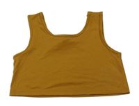 Hnědý žebrovaný crop top SHEIN