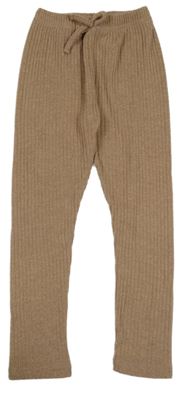 Hnědé žebrované úpletové legíny s mašlí SHEIN