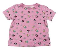 Růžové tričko s kytičkami a Disney postavičkami Primark