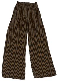 Hnědo-černé vzorované kalhoty H&M