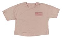 Růžové crop tričko s vlajkou George