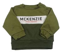 Khaki-bílá mikina s nápisem McKenzie