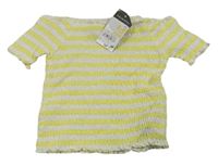 Žluto-bílé pruhované žabičkové crop tričko Primark