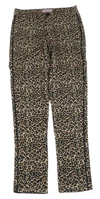 Béžovo-černé elastické kalhoty s leopardím vzorem zn. Vingino