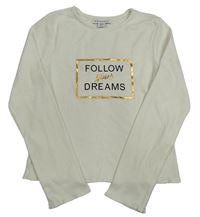 Smetanové žebrované crop triko s nápisem Primark
