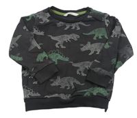 Antracitová mikina s dinosaury M&S