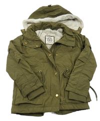 Khaki šusťáková zimní bunda s kapucí H&M