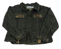 Tmavomodrá riflová bunda s výšivkami květů Kiabi