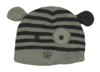 Šedo-tmavošedá pruhovaná čepice - pes F&F