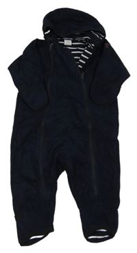 Tmavomodrá tech fleecová podšitá kombinéza s kapucí Polarn O. Pyret