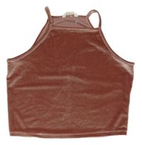 Starorůžový sametový crop top Matalan