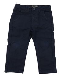 Tmavomodré plátěné crop kalhoty