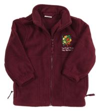 Vínová silná fleecová propínací mikina s výšivkou