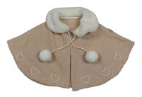 Pudrové teplákové pončo s kožešinou a srdíčky