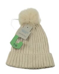 Nové - Béžová třpytivá žebrovaná pletená čepice s bambulí Primark