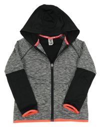 Tmavošedo-černá sportovní propínací funkční mikina s kapucí Artengo