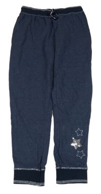 Tmavomodré melírované lehké tepláky s hvězdami s flitry Yigga