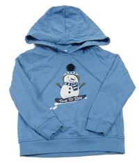 Modrá mikina se sněhulákem a kapucí Pocopiano