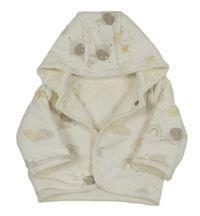 Smetanová oboustraná propínací mikina se slony a kapucí George