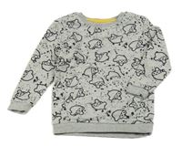 Šedá melírovaná skvrnitá mikina s Pudseym George