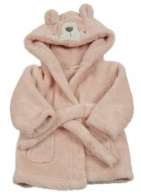 Růžový chlupatý župan s kapucí - medvěd Studio
