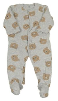 Šedý melírovaný zateplený overal s medvědy F&F