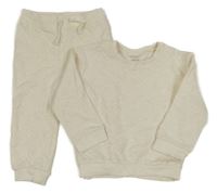 2set - Světlebéžová melírovaná prošívaná mikina + tepláky Primark