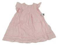 Nové - Světlerůžové plátěné šaty s volánky Dunnes