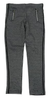 Černo-bílé kostkované tregíny se zipy Primark
