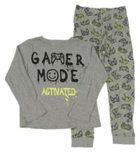 Šedé melírované pyžamo s nápisem a ovladači F&F