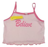 Nové - Růžový crop top s nápisem Shein