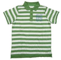 Zeleno-bílé pruhované polo tričko s číslem TCM