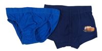 2set - Tmavomodré boxerky s Bleskem McQueenem + safírové slipy