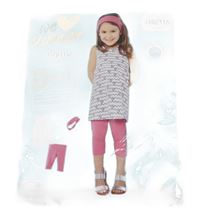 Nové - 3 set - Bílá šatová tunika se srdíčky + růžové capri legíny + růžová čelenka Lupilu