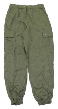 Khaki lehké cargo cuff kalhoty Next